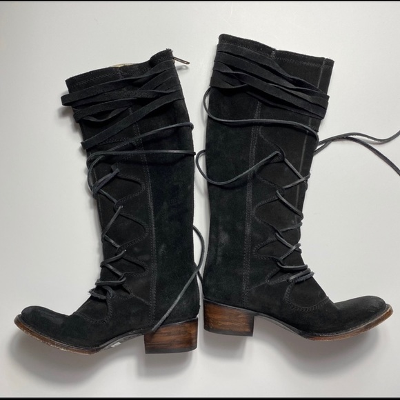FREEBIRD WAGON TALL BLACK SUEDE BOOTS sz 7 - Picture 6 of 12